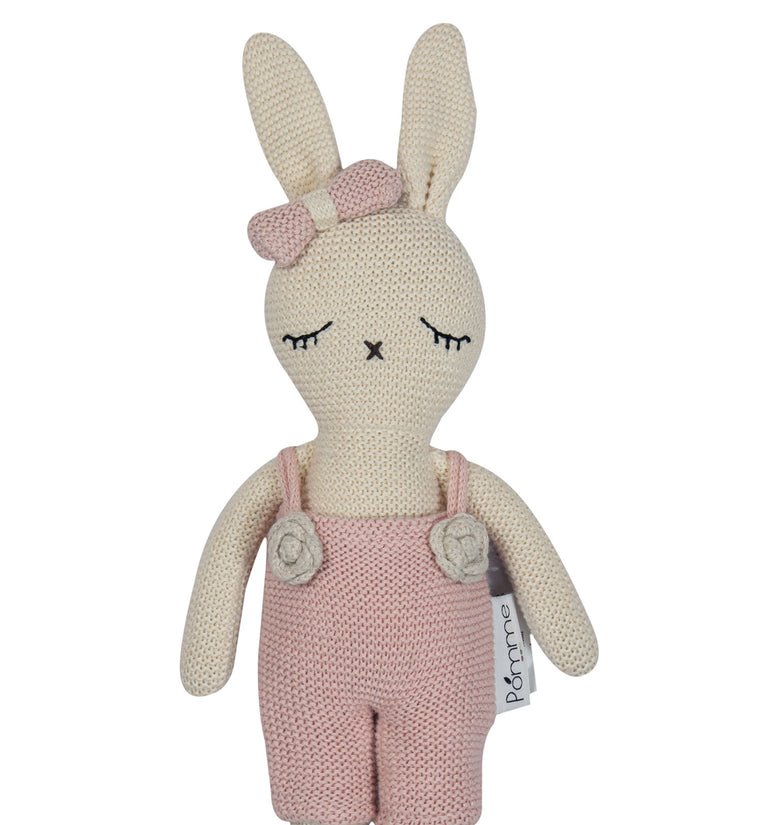 Knitted Soft Toy Ivory Blush Doll With Dress