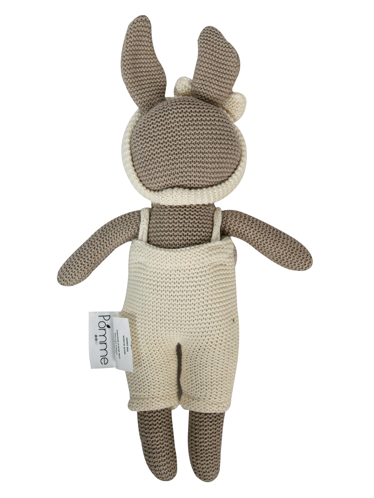 Pomme Soft Knitted Bunny Doll With Dress (Ivory & Beige)