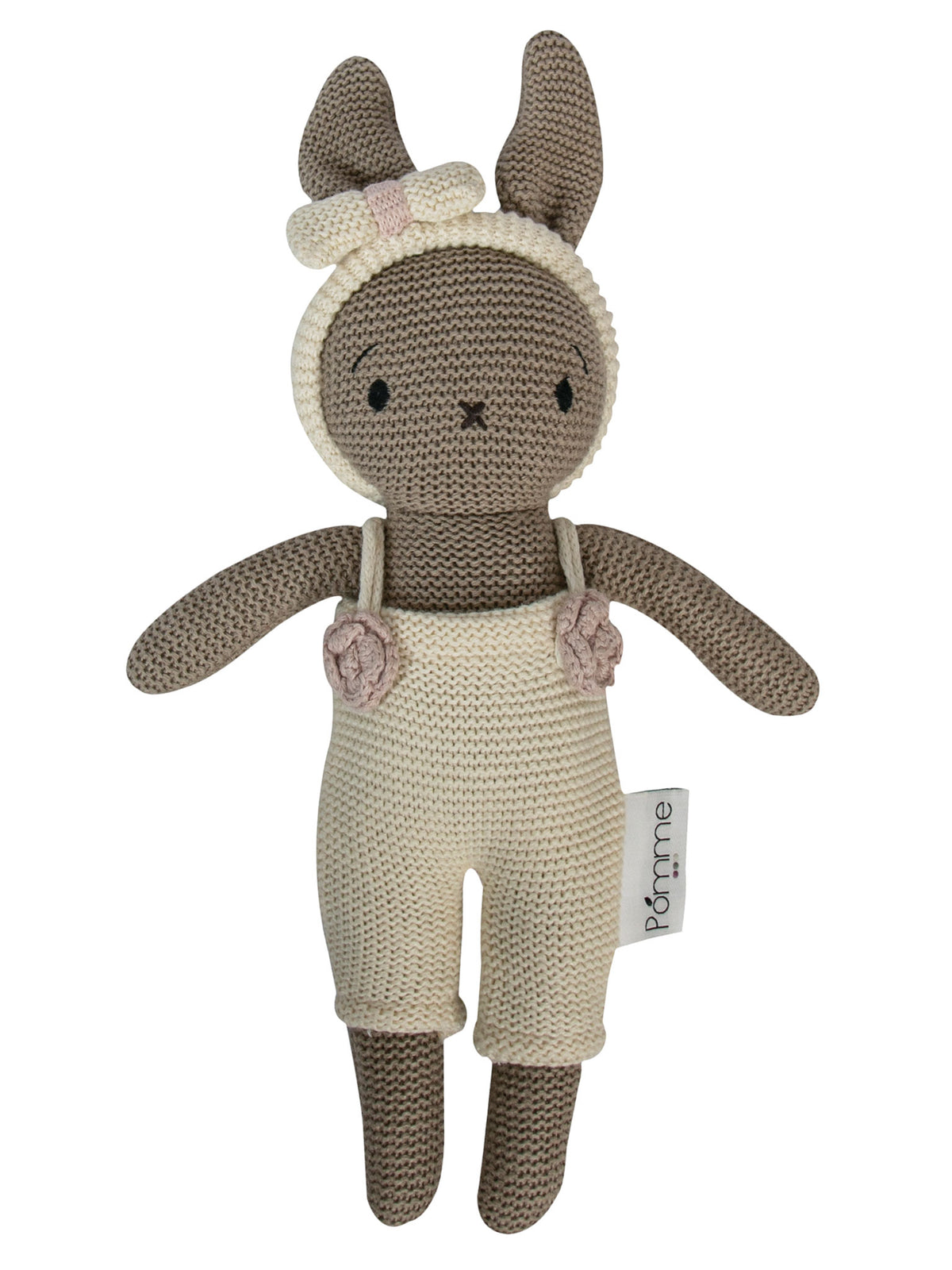 Pomme Soft Knitted Bunny Doll With Dress (Ivory & Beige)