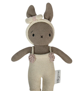 Knitted Soft Toy Ivory Beige Doll With Dress