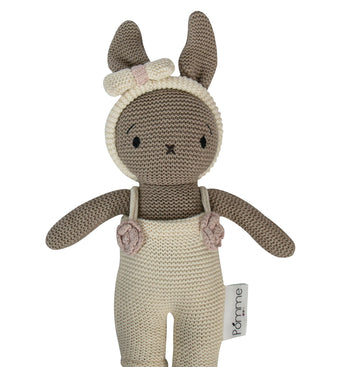 Knitted Soft Toy Ivory Beige Doll With Dress