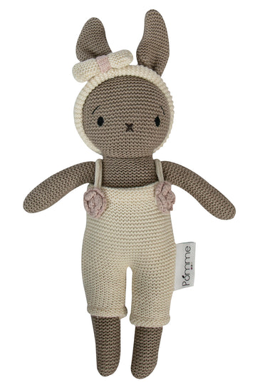 Knitted Soft Toy Ivory Beige Doll With Dress