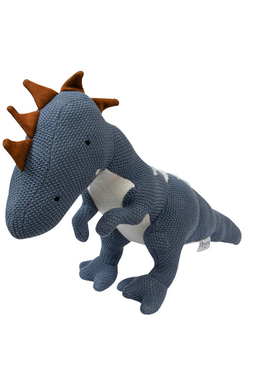 Knitted Soft Toy Blue Dino