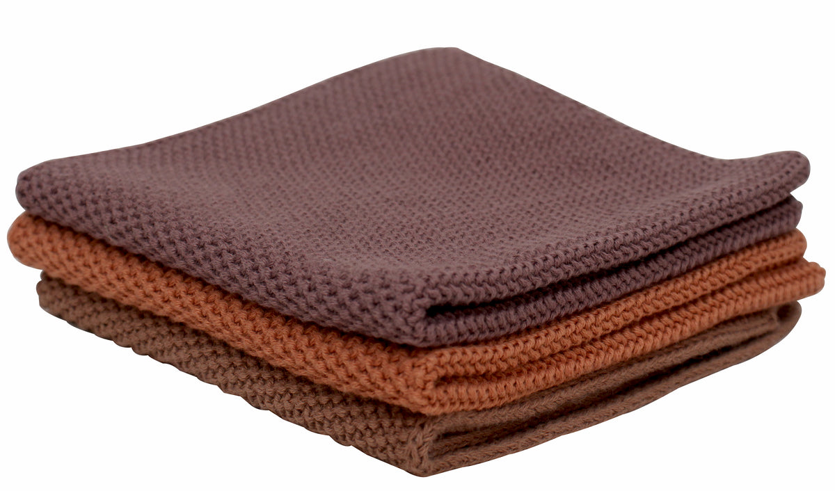 Pomme Pebble Knit Dish Towels (Ivory/Grey/Dk Grey)