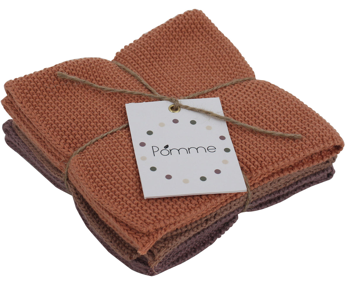 Pomme Pebble Knit Dish Towels (Ivory/Grey/Dk Grey)