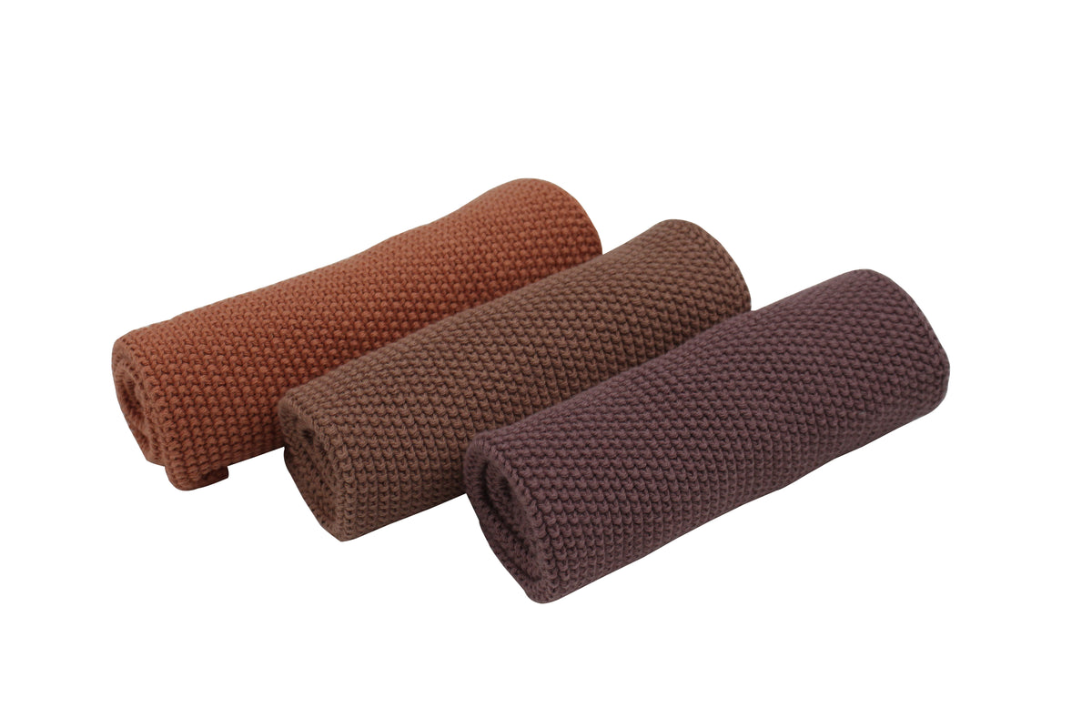 Pomme Pebble Knit Dish Towels (Ivory/Grey/Dk Grey)