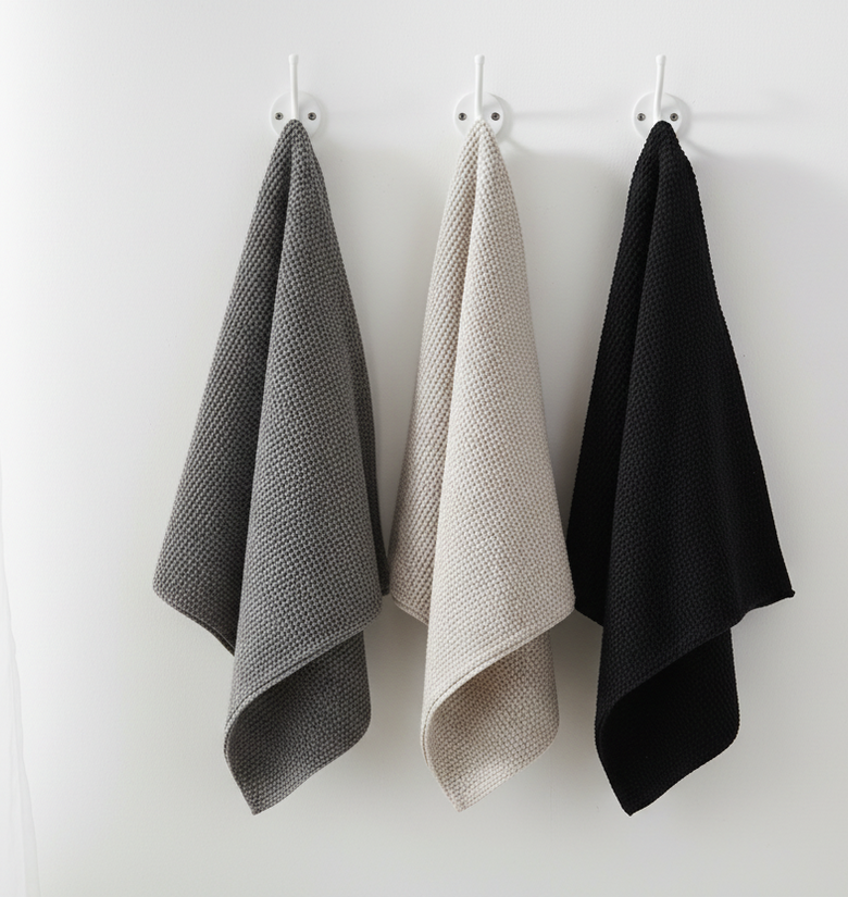 Pomme Pebble Knit Dish Towels (Ivory/Grey/Dk Grey)