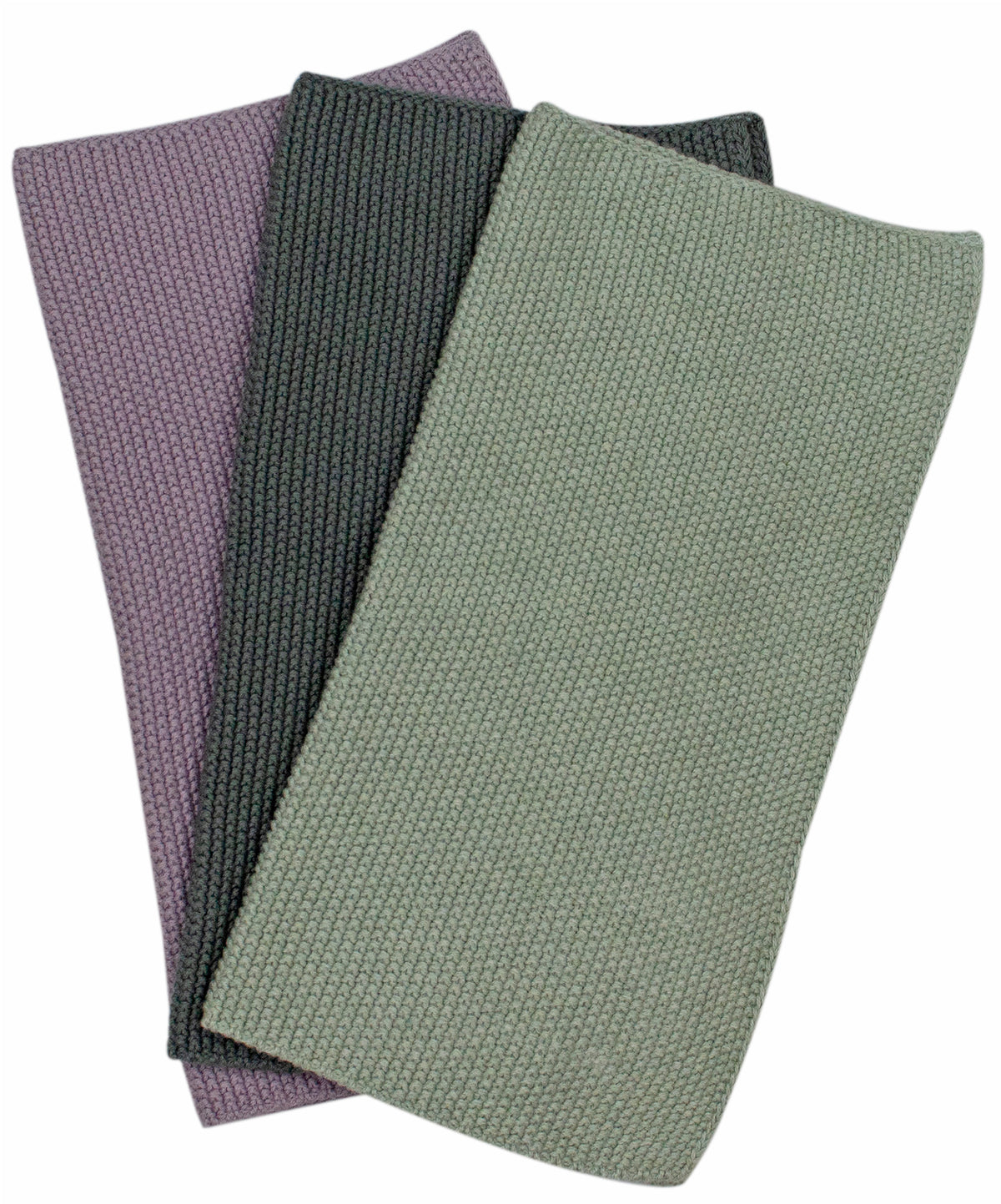 Pomme Pebble Knit Dish Towels (Light Purple / Light Green / Dark Green)