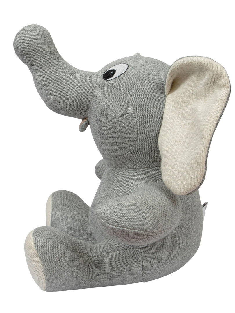 Knitted Soft Toy Grey Sitting Elephant