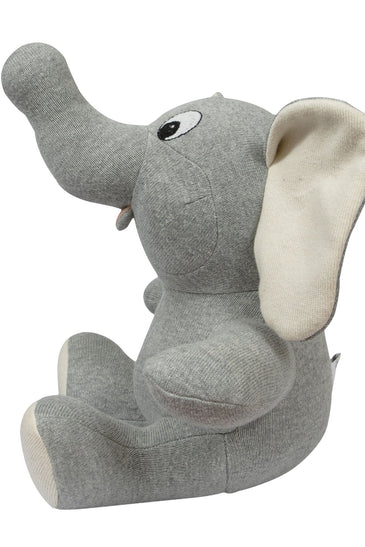 Knitted Soft Toy Grey Sitting Elephant