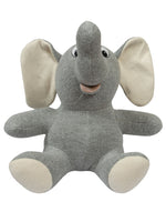 Load image into Gallery viewer, Knitted Soft Toy Grey Sitting Elephant
