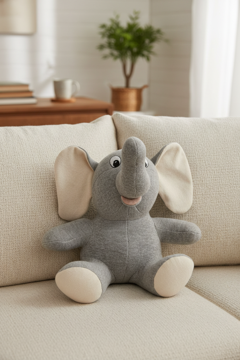 Pomme Soft Knitted Sitting Elephant (Grey)