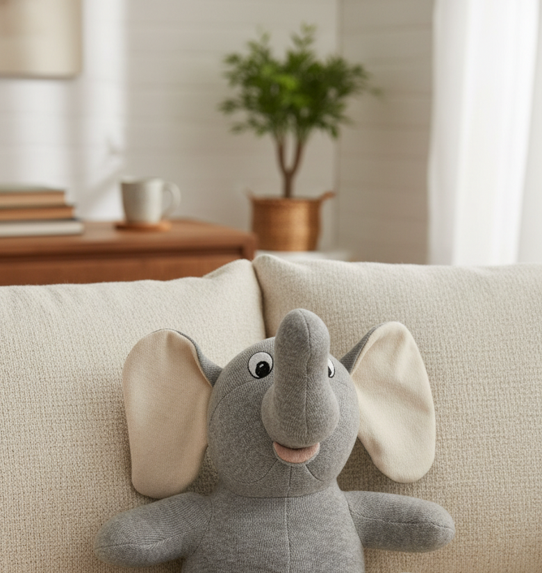 Pomme Soft Knitted Sitting Elephant (Grey)