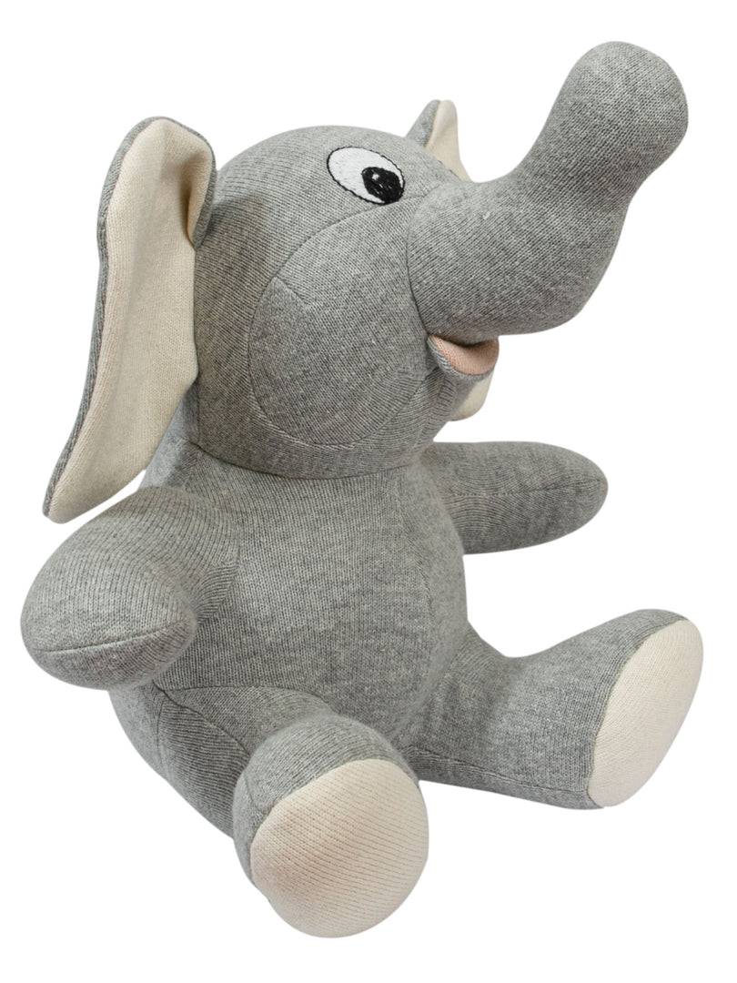 Knitted Soft Toy Grey Sitting Elephant