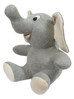 Load image into Gallery viewer, Knitted Soft Toy Grey Sitting Elephant