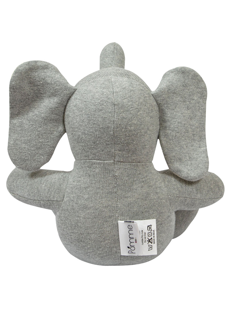 Knitted Soft Toy Grey Sitting Elephant