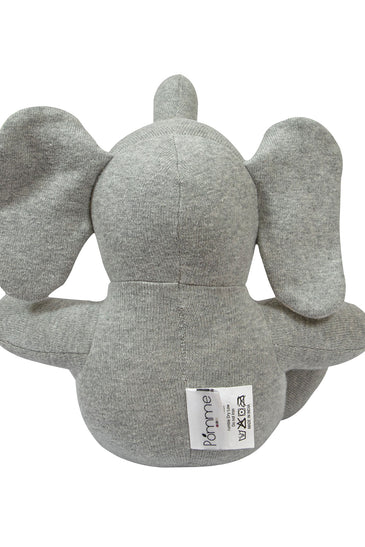 Knitted Soft Toy Grey Sitting Elephant