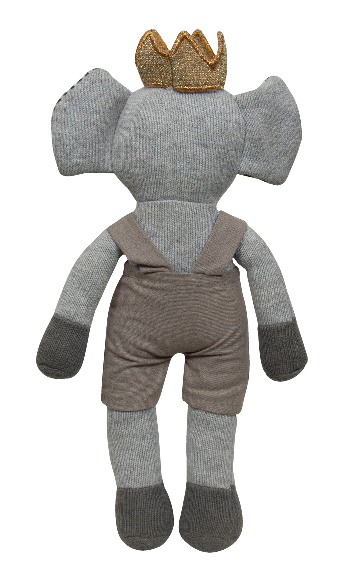 Pomme Cotton Knitted Little Royal Elephant Soft Toy (Grey Melange)