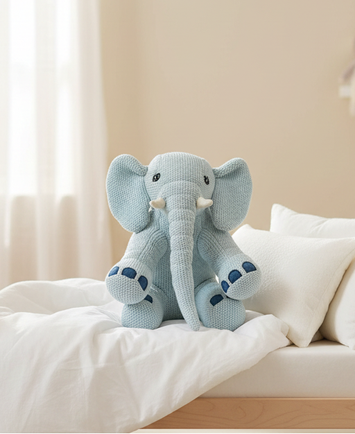 Pomme Soft Cotton Knitted Elephant Toy ( Sky Blue )