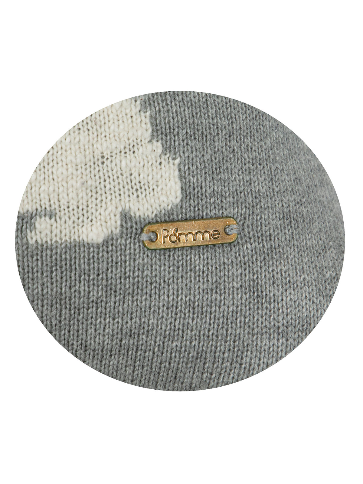 Pomme Cotton Knitted Rabbit Cushion Cover (Grey & Ivory)