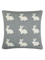 Load image into Gallery viewer, Pomme Cotton Knitted Decorative Cushion Cover Grey Ivory Rabbit Pattern