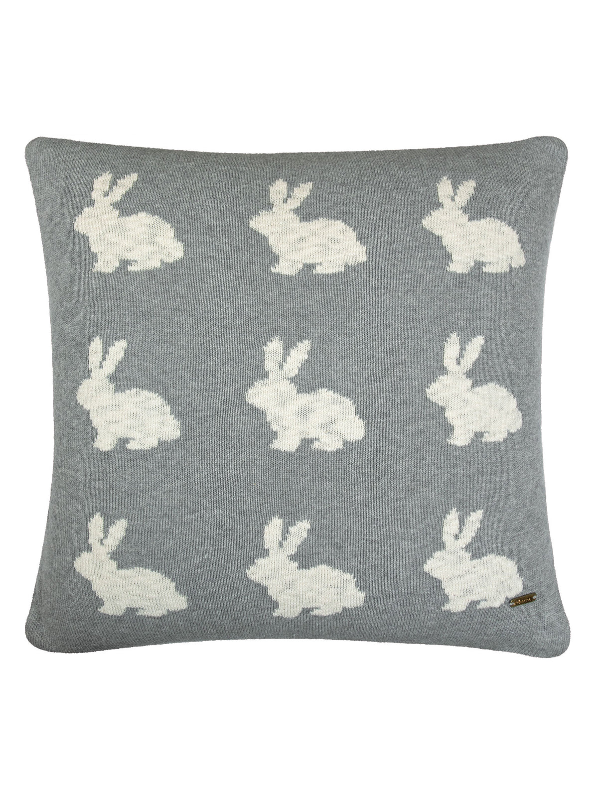 Pomme Cotton Knitted Rabbit Cushion Cover (Grey & Ivory)