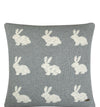 Pomme Cotton Knitted Decorative Cushion Cover Grey Ivory Rabbit Pattern