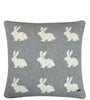 Pomme Cotton Knitted Decorative Cushion Cover Grey Ivory Rabbit Pattern