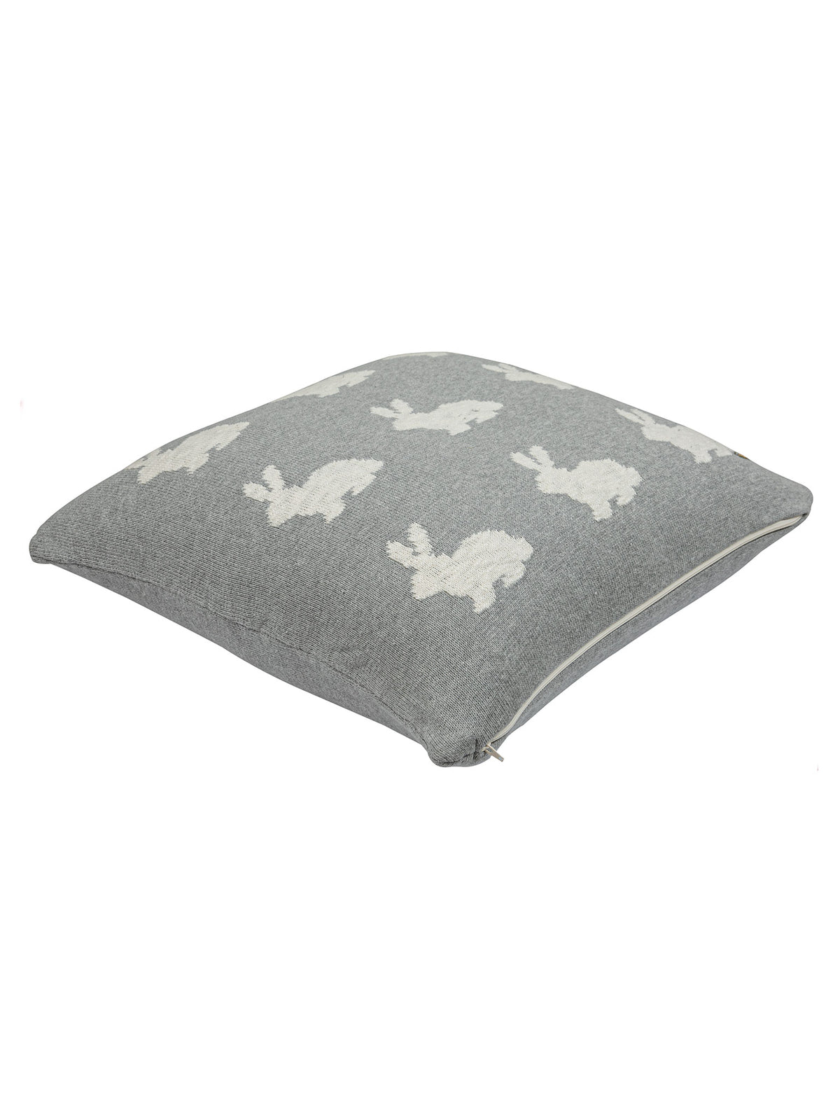 Pomme Cotton Knitted Rabbit Cushion Cover (Grey & Ivory)