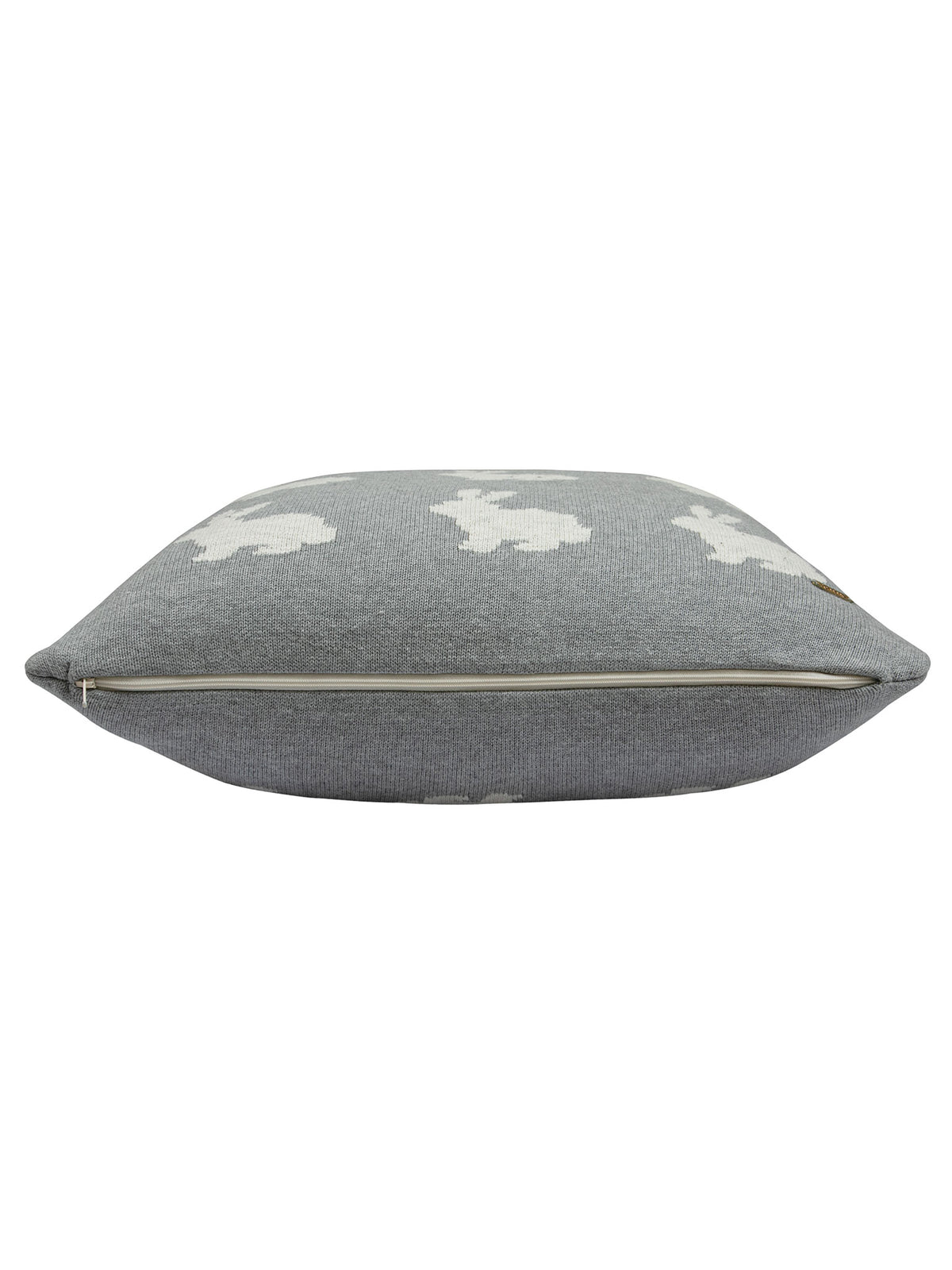 Pomme Cotton Knitted Rabbit Cushion Cover (Grey & Ivory)