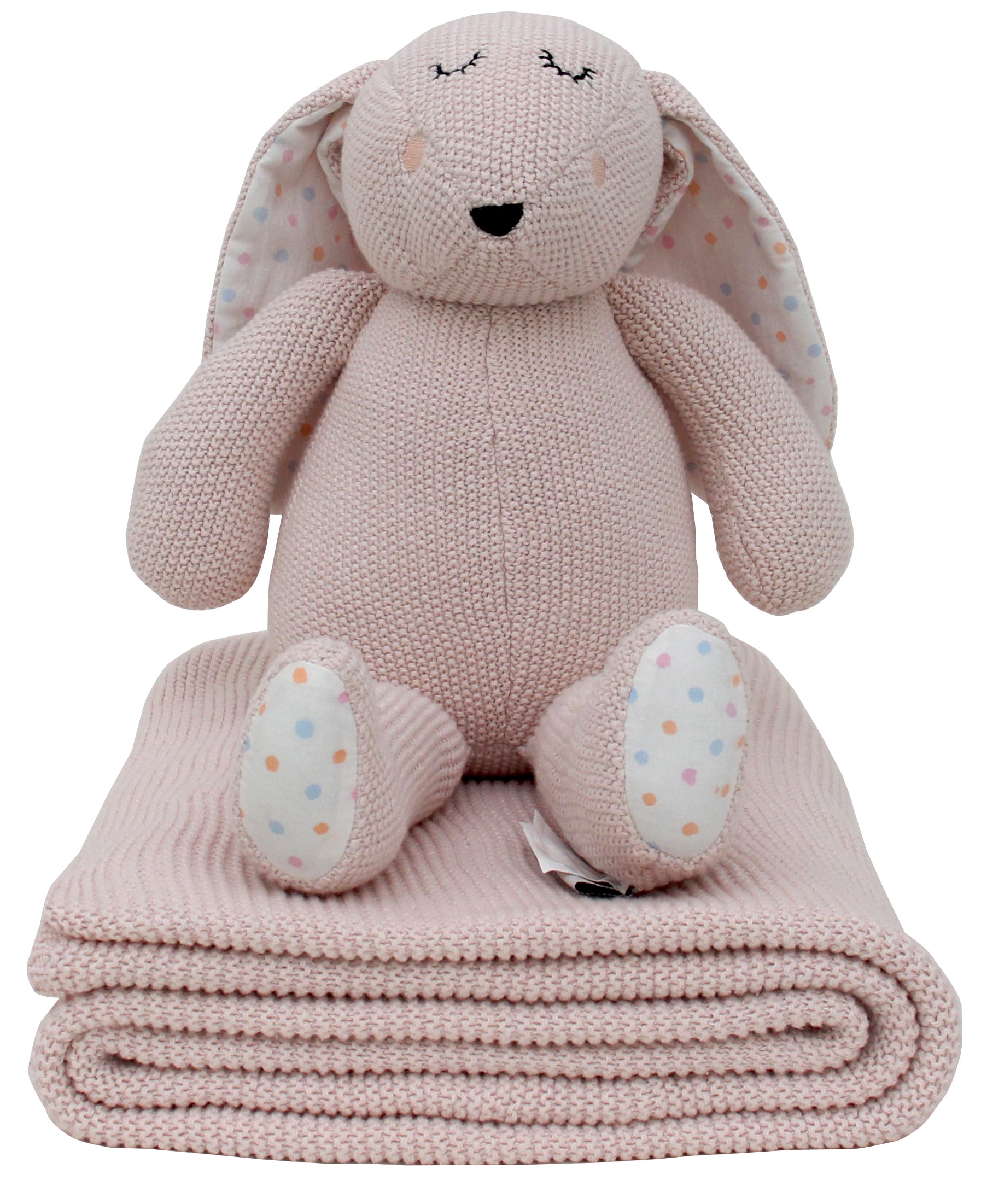 Pomme Cotton Knitted Bunny Gift Set Candy Pink