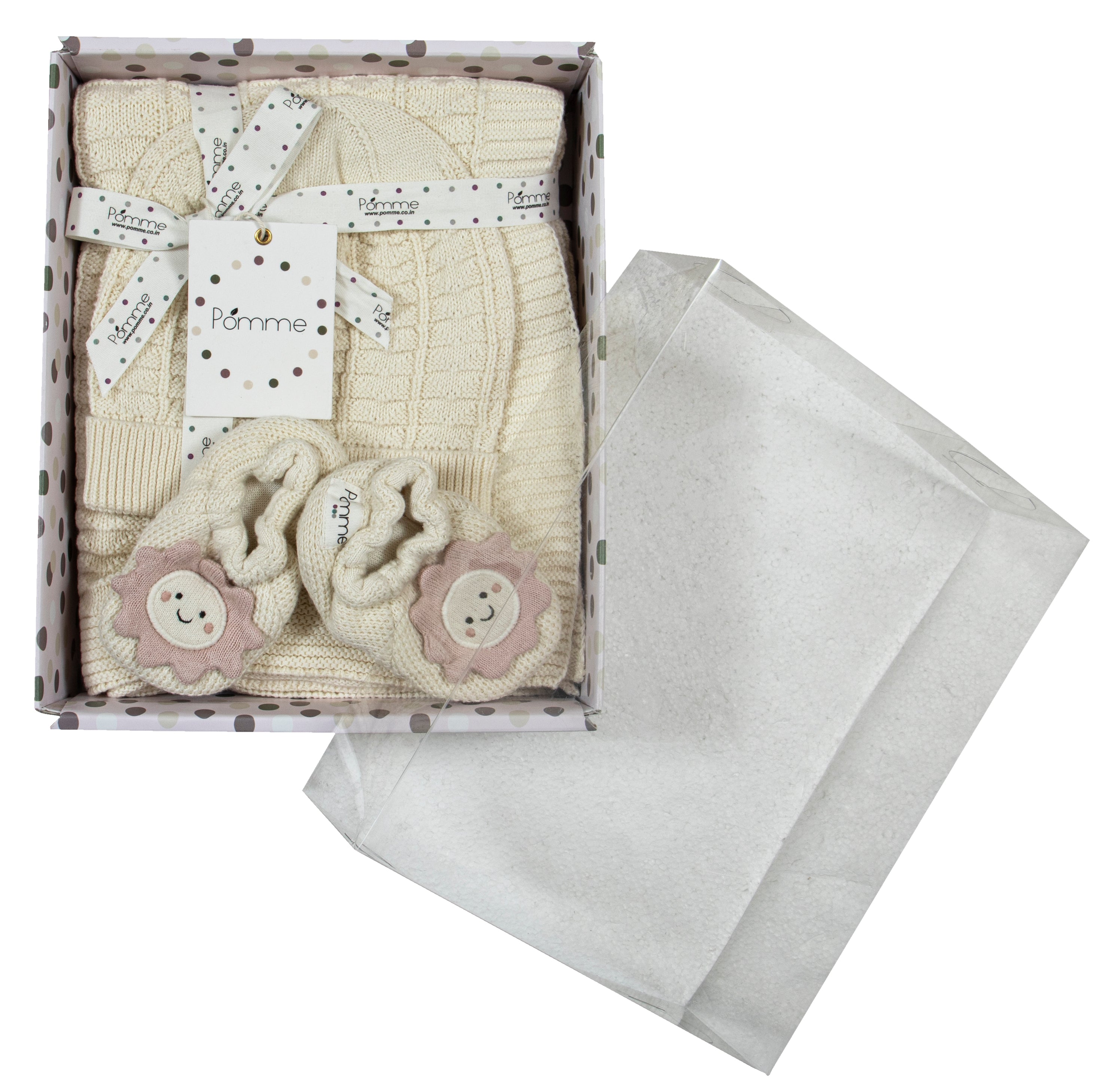 Knitted Baby Gift Set Ivory Pink Mel