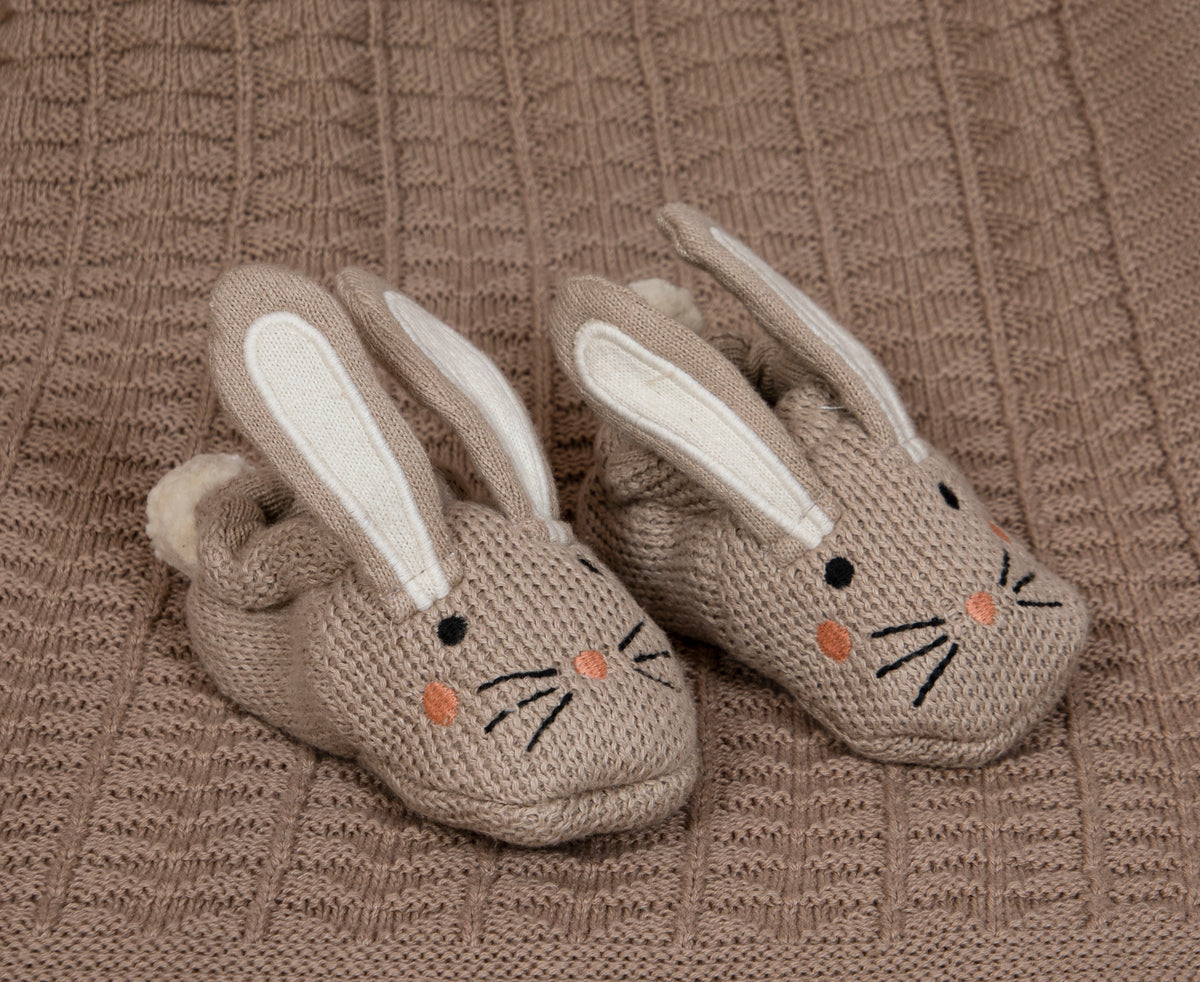 Pomme Cotton Knitted Baby Bunny Gift Set (Ivory, Lt. Khaki)