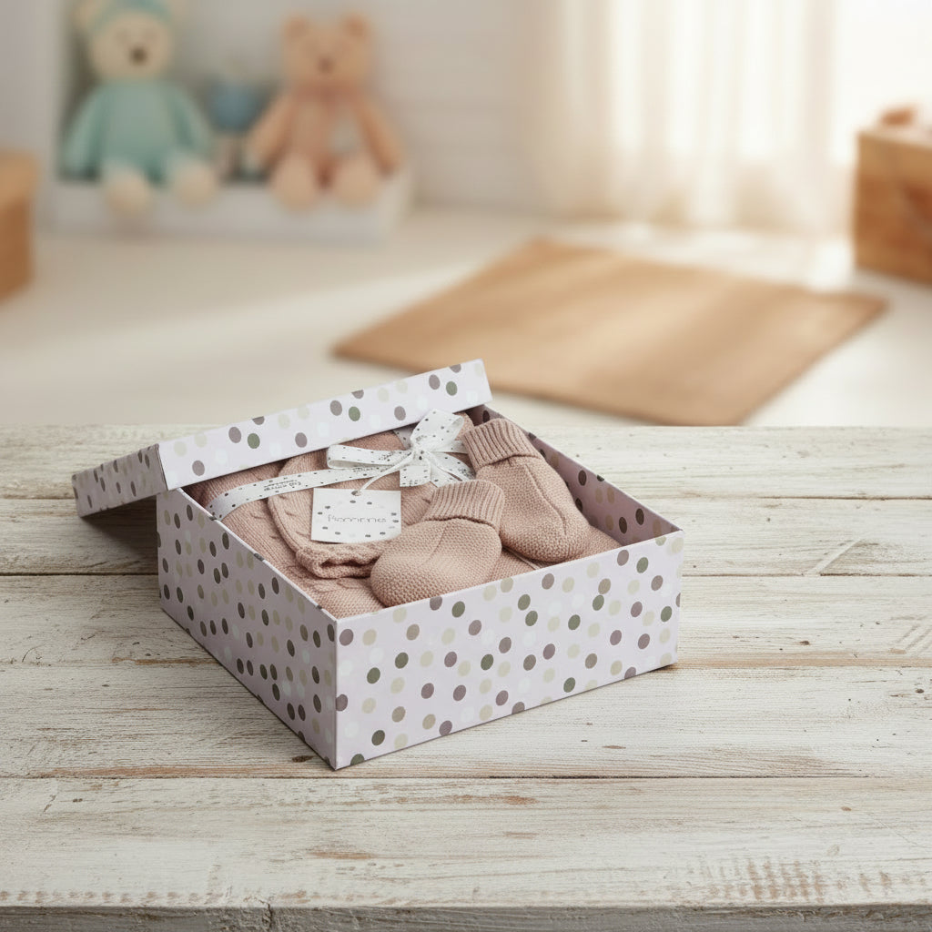 Pomme Cotton Knitted Baby Gift Set (Vert Pink)