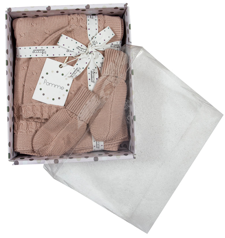 Knitted Baby Gift Set Vert Pink