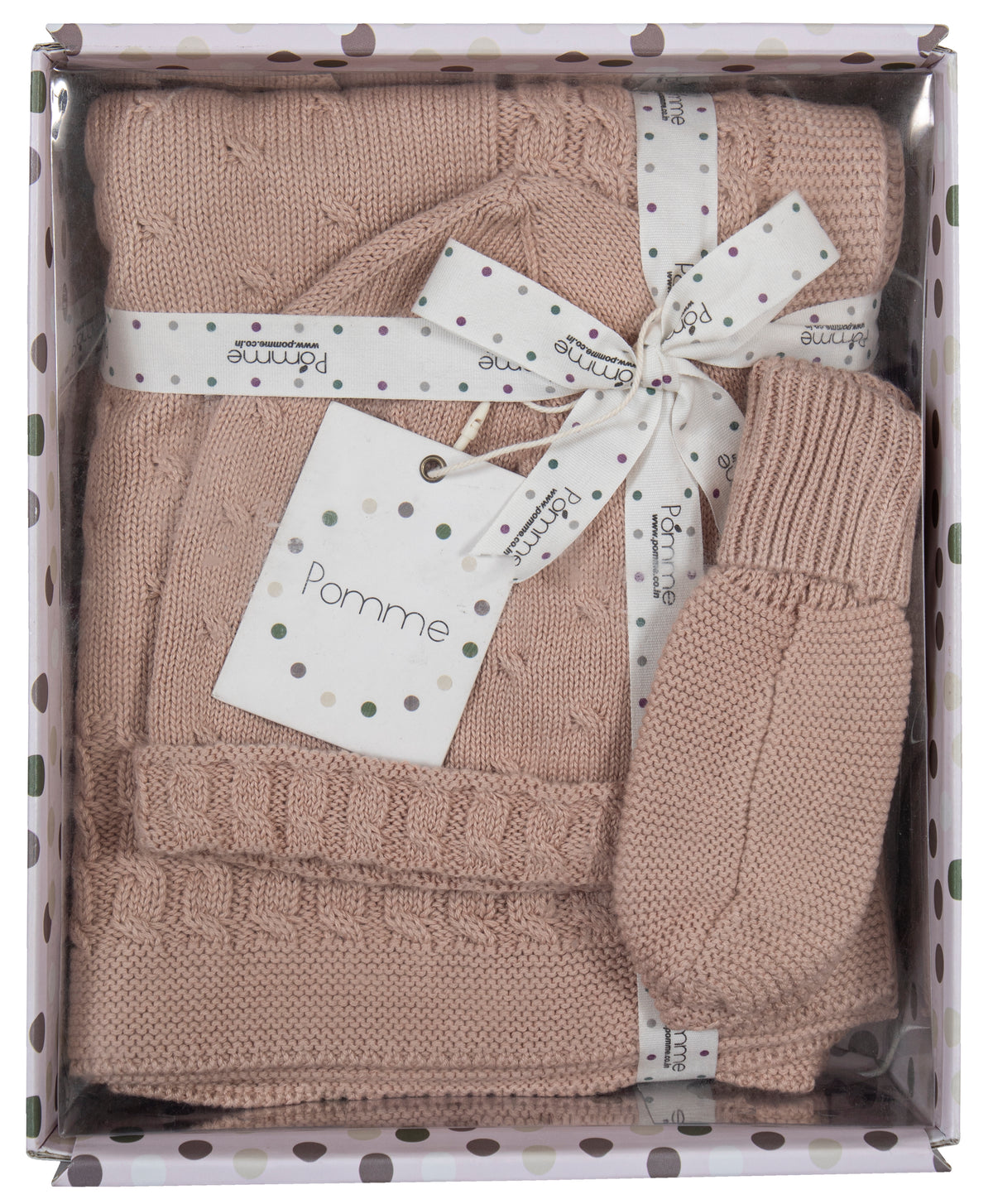 Pomme Cotton Knitted Baby Gift Set (Vert Pink)