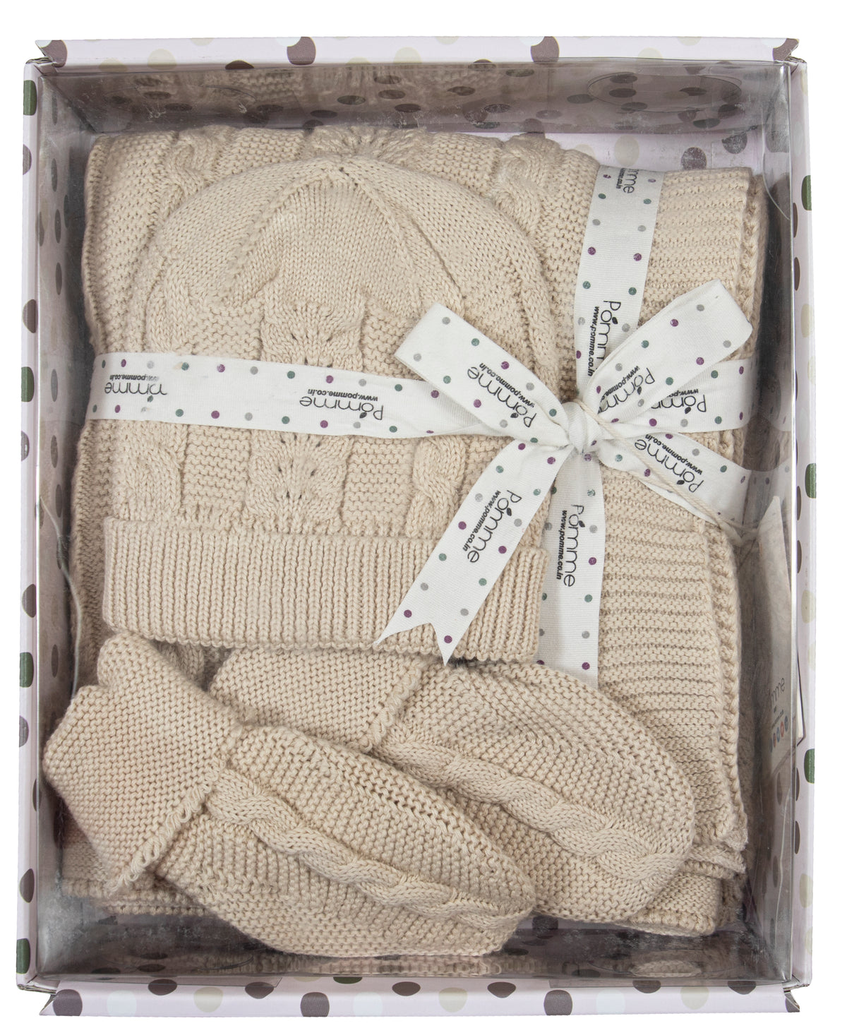 Pomme Cotton Knitted Baby Gift Set Cream