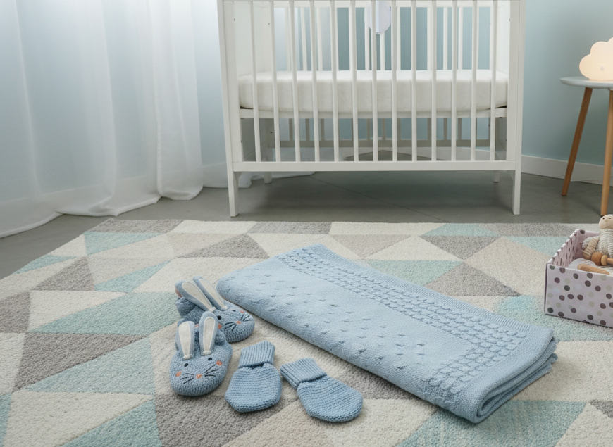 Pomme Cotton Knitted Bunny Baby Gift Box (Mineral Blue)
