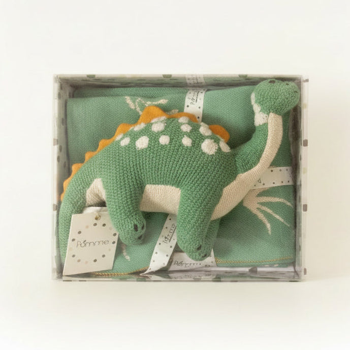 Pomme Cotton Knitted Dinosaur Gift Set