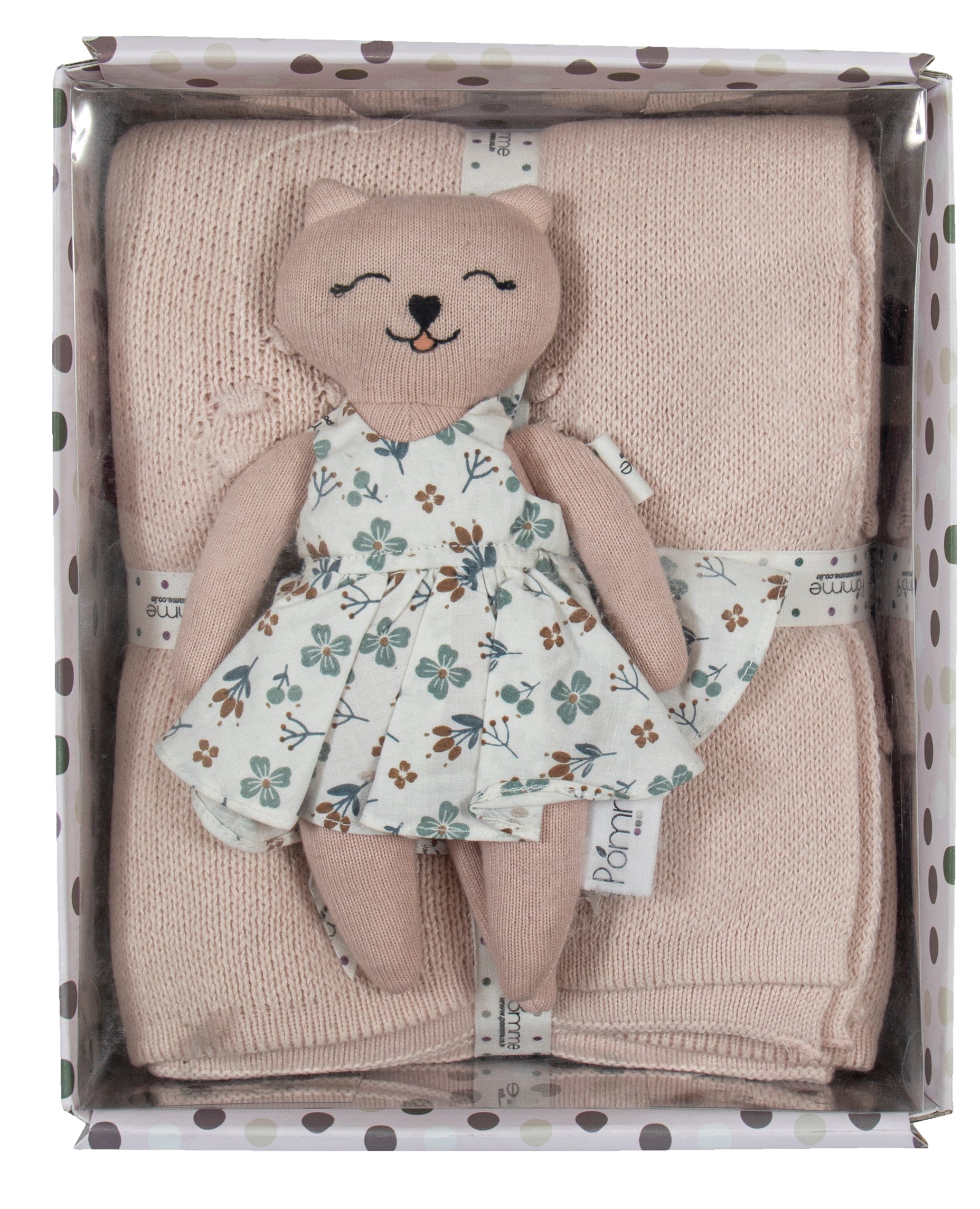 Knitted Baby Gift Set Ivory Vert Pink