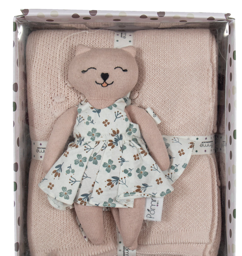 Knitted Baby Gift Set Ivory Vert Pink