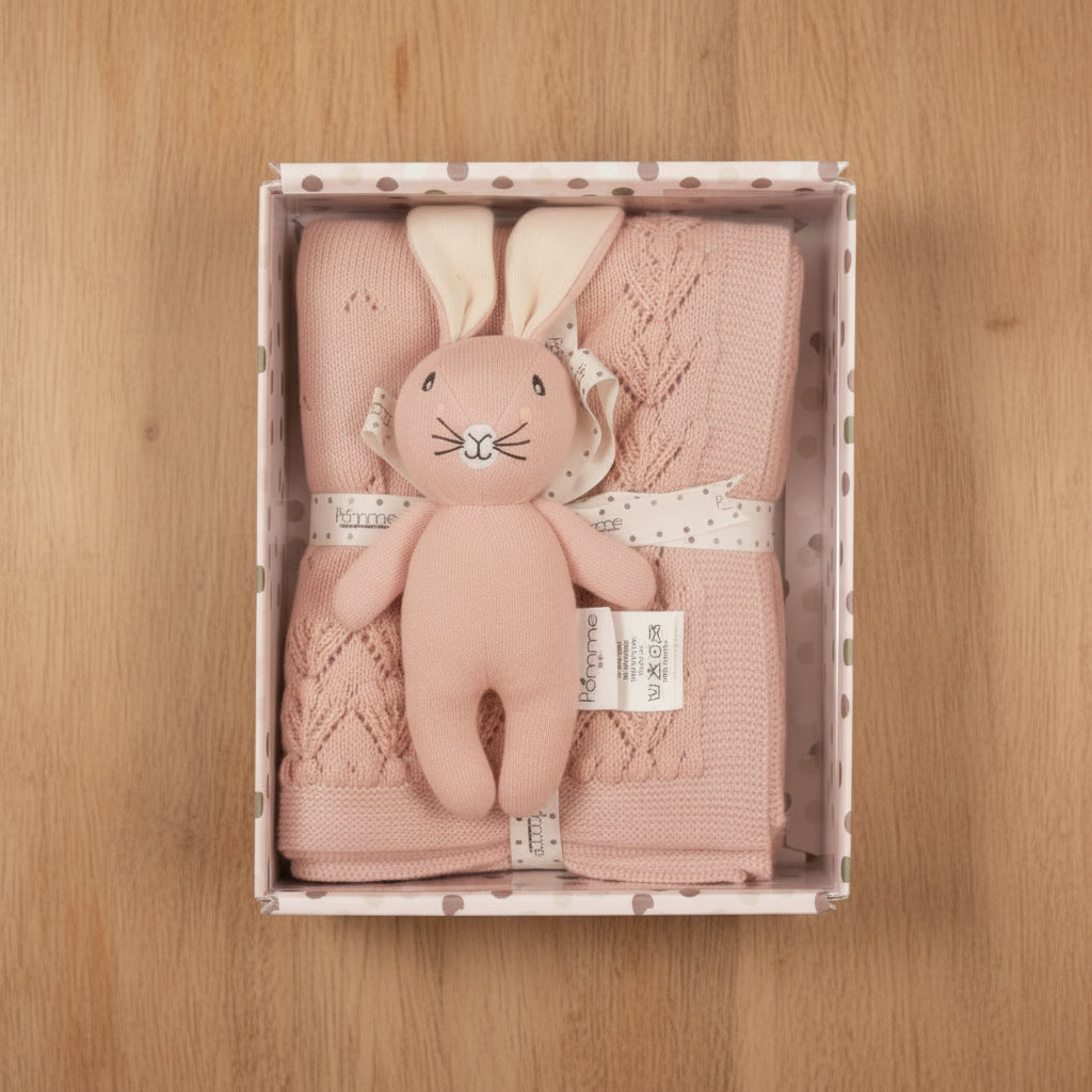Pomme Cotton Knitted Baby Bunny Gift Set
