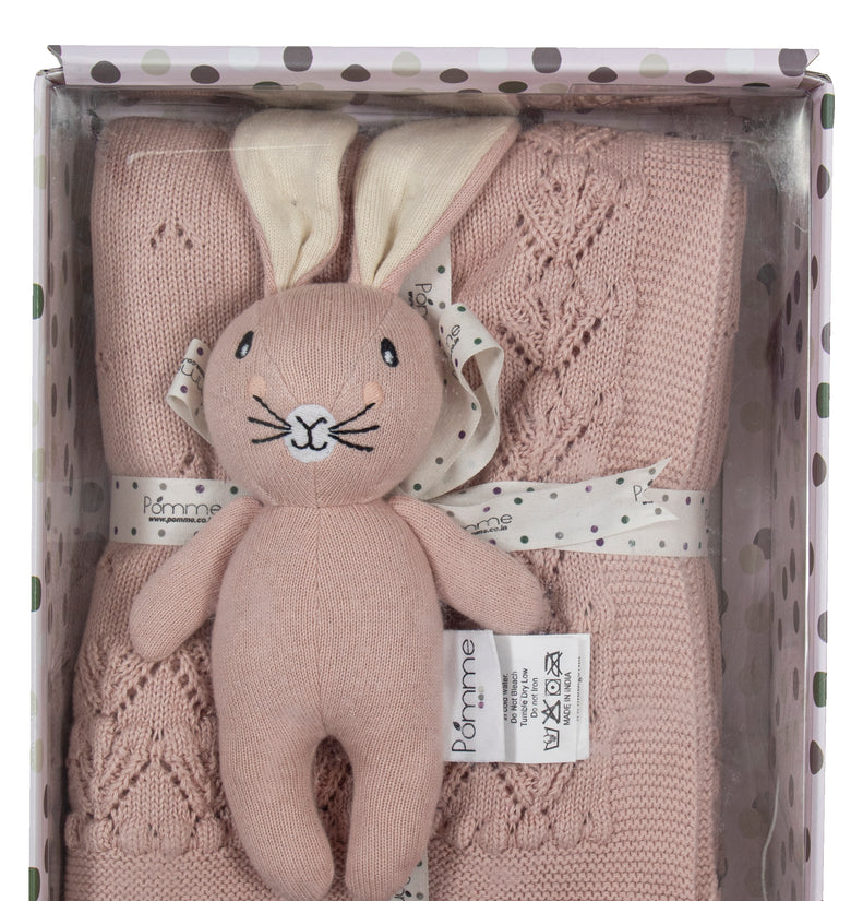 Knitted Baby Gift Set Ivory Vert Pink