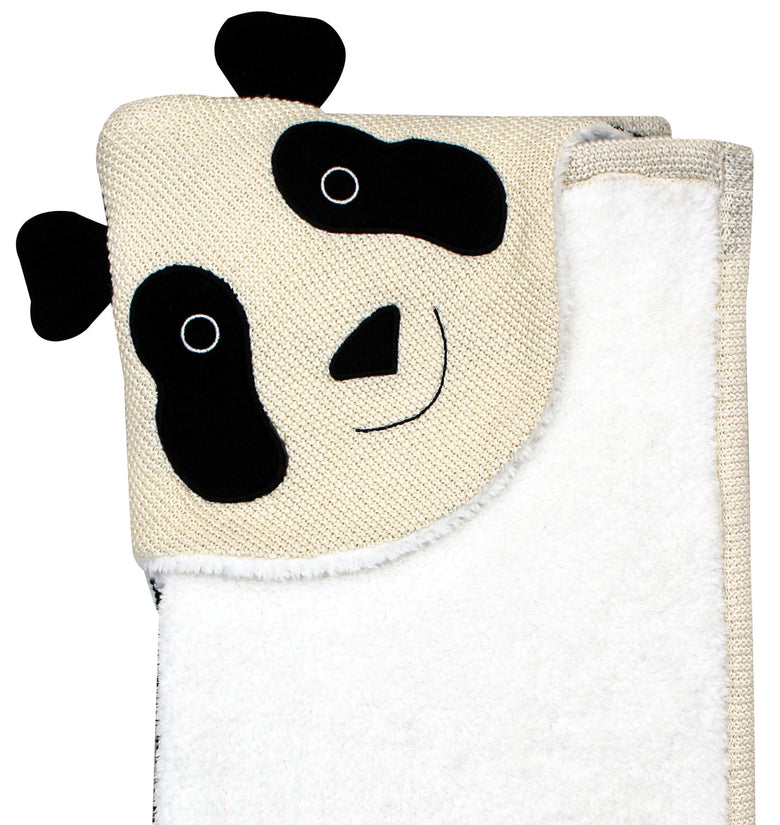 Knitted Hooded Blanket Panda Design With Sherpa Inside