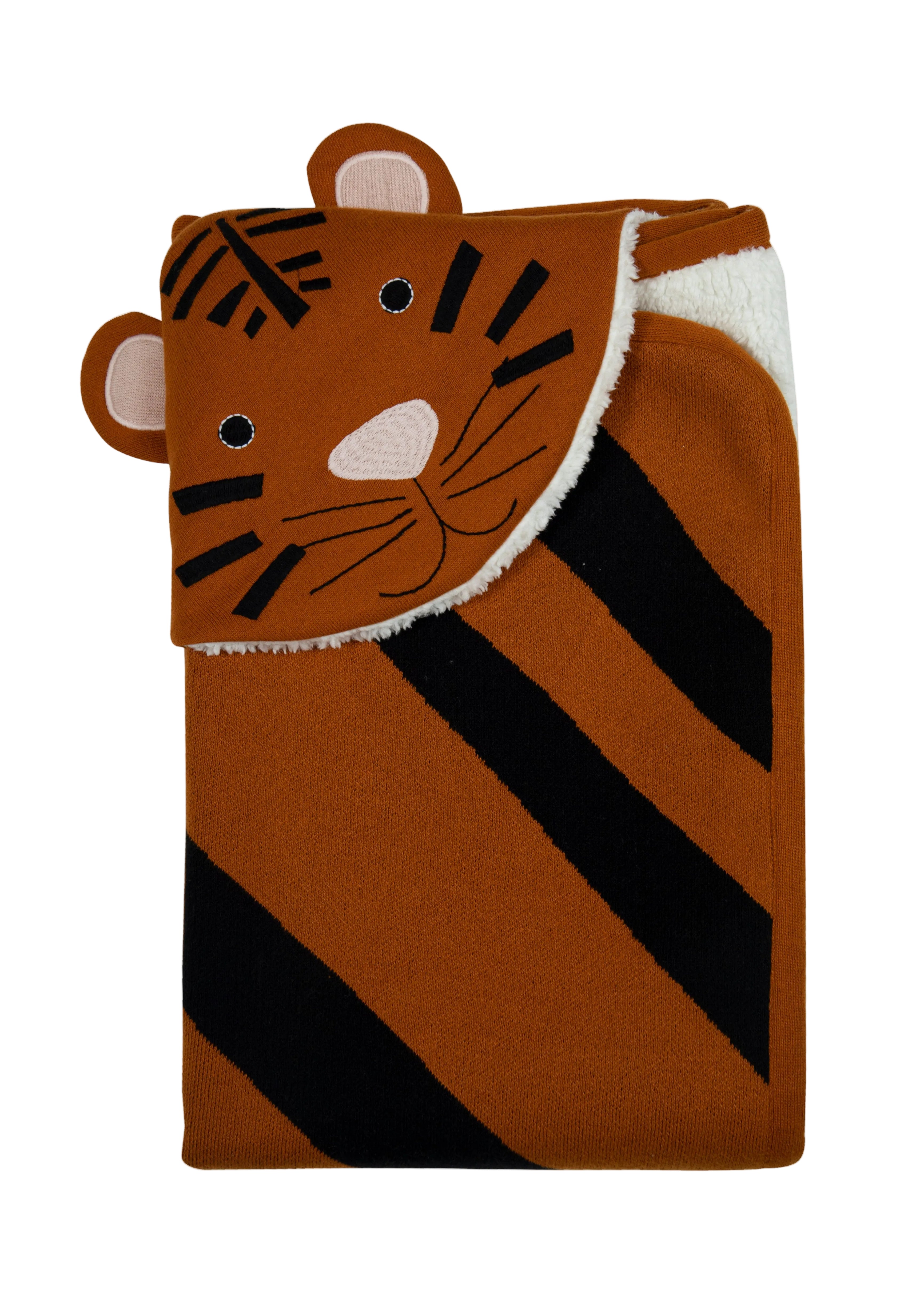 Pomme Cotton Knitted Tiger Hooded Baby Blanket
