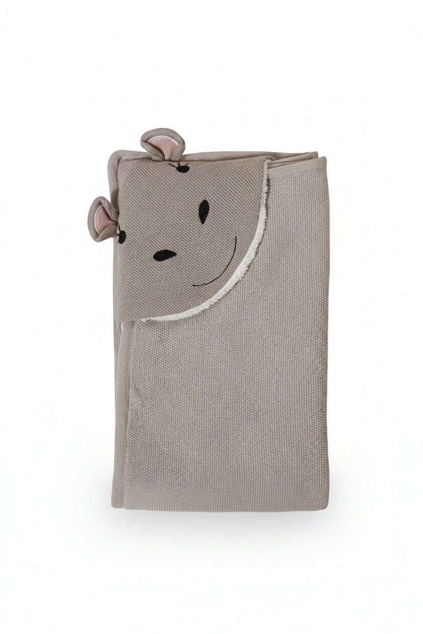 Pomme Cotton Knitted Hippo Hooded Blanket