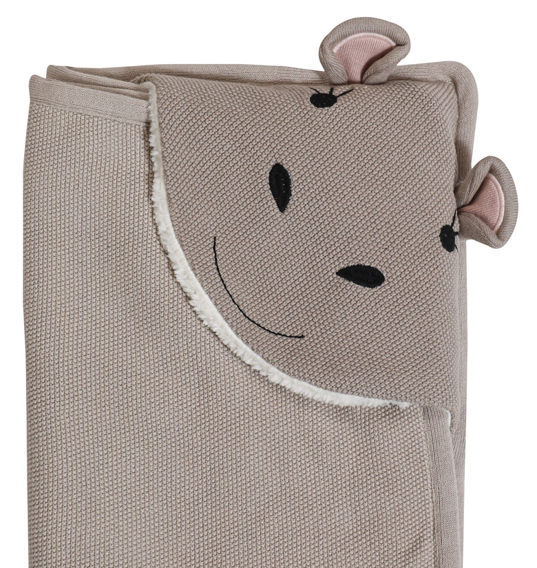 Kids Hooded Blanket With Hippo Pattern