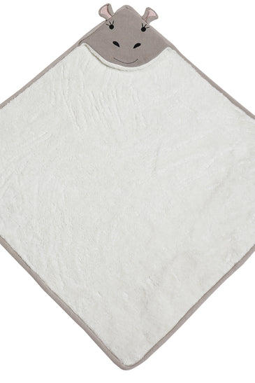 Kids Hooded Blanket With Hippo Pattern