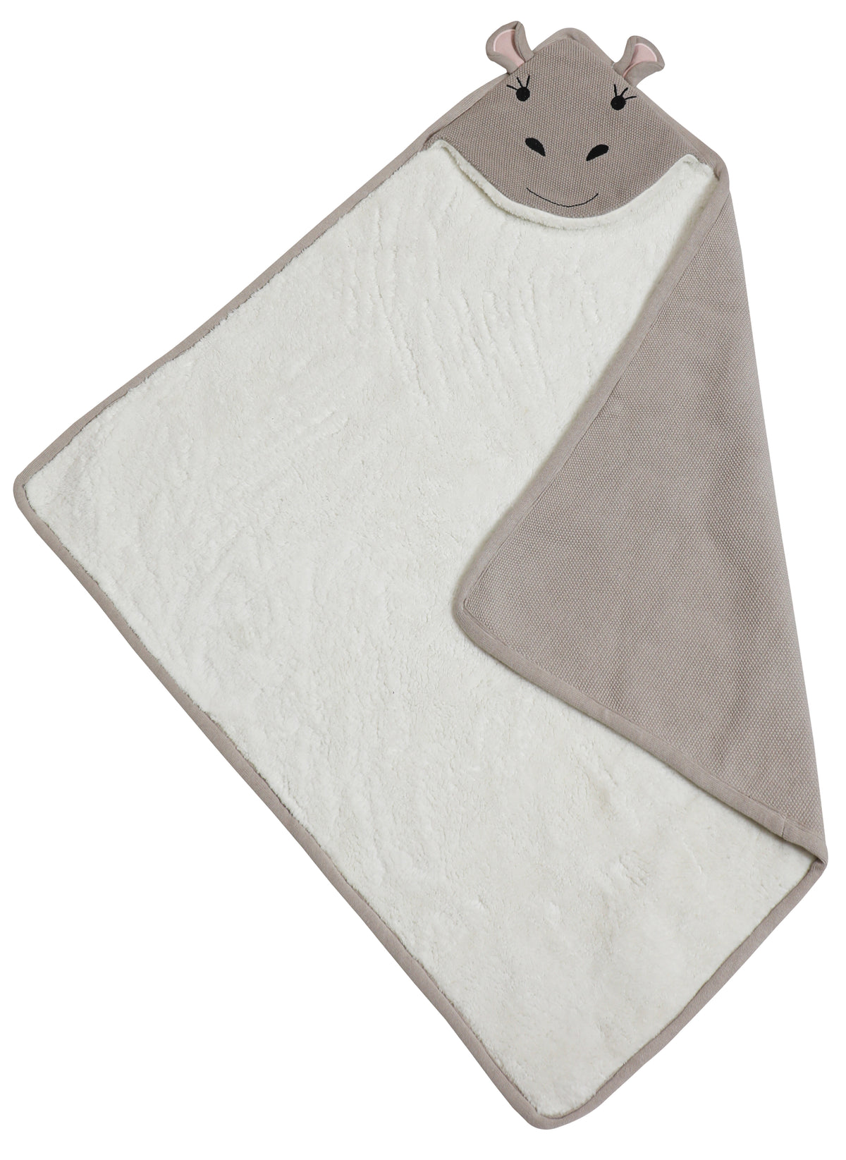 Pomme Cotton Knitted Hippo Hooded Blanket