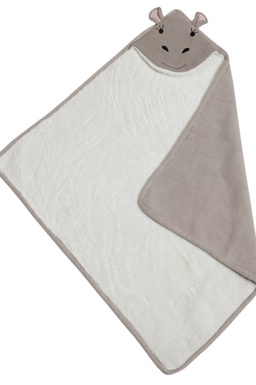 Kids Hooded Blanket With Hippo Pattern